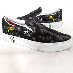 Vans Gray Tie Dye Twisted Positivity Hippie Vintage Style Graphic Slip Ons